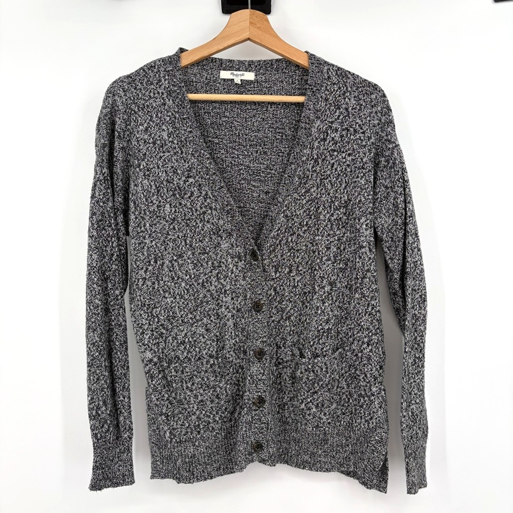 Madewell‎ Black Marled Knit Graduate Cardigan Sweater Womens Size S Academia